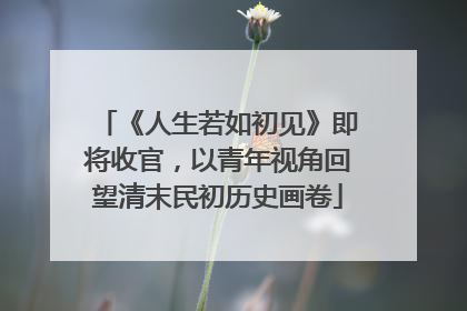 《人生若如初见》即将收官，以青年视角回望清末民初历史画卷
