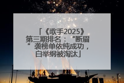 《歌手2025》第三期排名：“断眉”袭榜单依纯成功，白举纲被淘汰