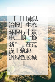 「甘肃法治报」生态环保行｜景电二期“焕新”，在荒漠上筑起一道绿色长城