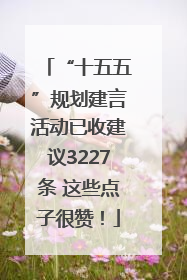 “十五五”规划建言活动已收建议3227条 这些点子很赞！