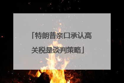 特朗普亲口承认高关税是谈判策略