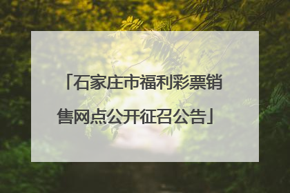 石家庄市福利彩票销售网点公开征召公告