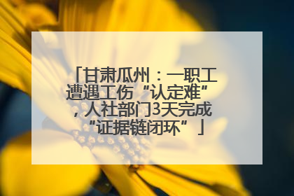 甘肃瓜州：一职工遭遇工伤“认定难”，人社部门3天完成“证据链闭环”