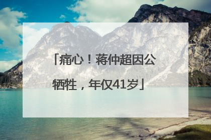 痛心！蒋仲超因公牺牲，年仅41岁