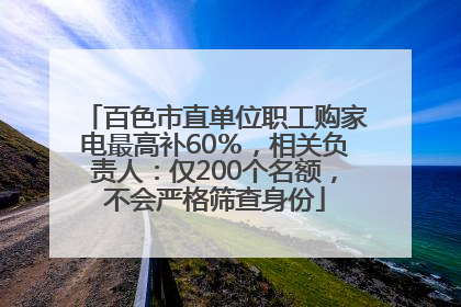 百色市直单位职工购家电最高补60％，相关负责人：仅200个名额，不会严格筛查身份