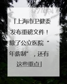 上海市卫健委发布重磅文件！除了公立医院“年薪制”，还有这些重点