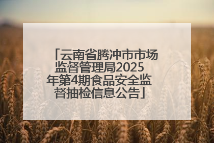 云南省腾冲市市场监督管理局2025年第4期食品安全监督抽检信息公告