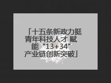 十五条新政力挺青年科技人才 赋能“13+34”产业链创新突破