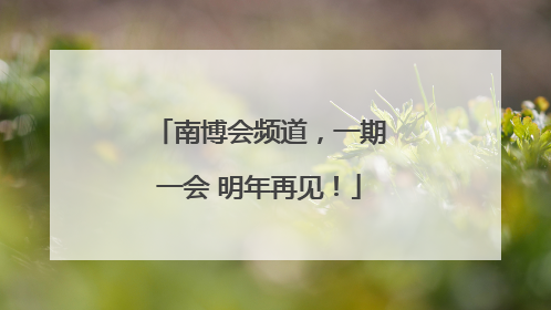 南博会频道，一期一会 明年再见！