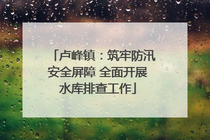 卢峰镇：筑牢防汛安全屏障 全面开展水库排查工作