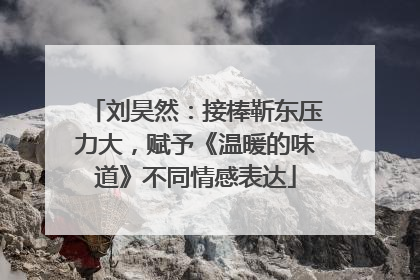 刘昊然：接棒靳东压力大，赋予《温暖的味道》不同情感表达