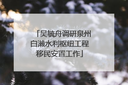吴毓舟调研泉州白濑水利枢纽工程移民安置工作