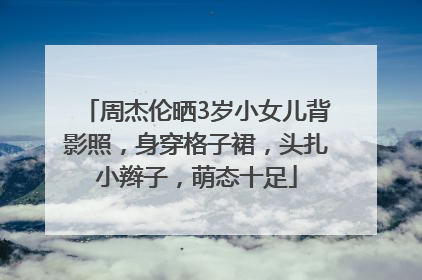 周杰伦晒3岁小女儿背影照，身穿格子裙，头扎小辫子，萌态十足