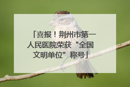 喜报！荆州市第一人民医院荣获“全国文明单位”称号