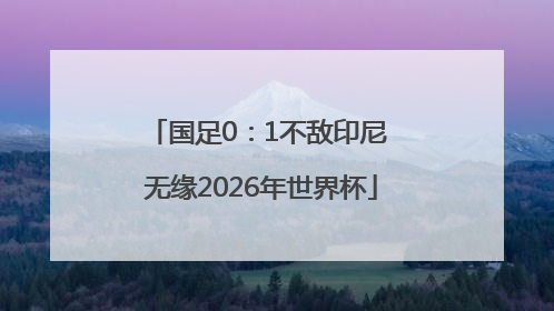国足0：1不敌印尼 无缘2026年世界杯