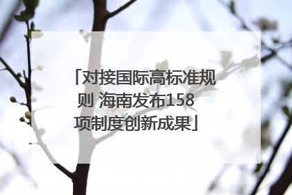 对接国际高标准规则 海南发布158项制度创新成果