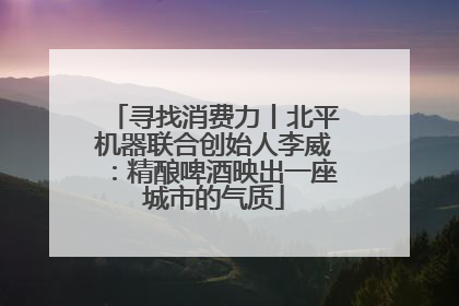 寻找消费力丨北平机器联合创始人李威：精酿啤酒映出一座城市的气质