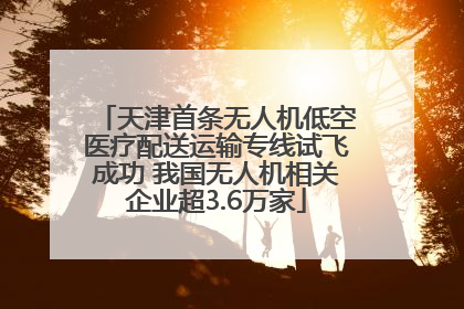 天津首条无人机低空医疗配送运输专线试飞成功 我国无人机相关企业超3.6万家