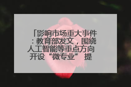 影响市场重大事件：教育部发文，围绕人工智能等重点方向开设“微专业” 提升就业能力