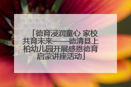 德育浸润童心 家校共育未来——德清县上柏幼儿园开展感恩德育启蒙讲座活动