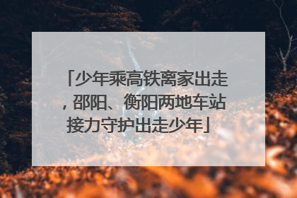 少年乘高铁离家出走，邵阳、衡阳两地车站接力守护出走少年