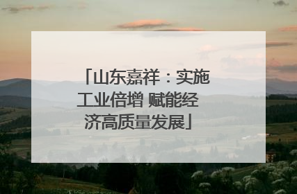 山东嘉祥：实施工业倍增 赋能经济高质量发展