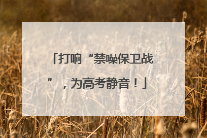 打响“禁噪保卫战”，为高考静音！