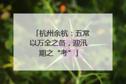 杭州余杭：五常以万全之备，迎汛期之“考”