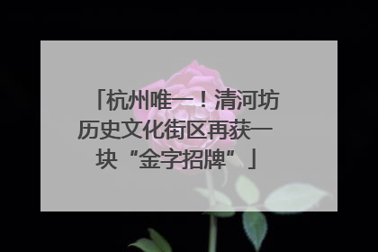 杭州唯一！清河坊历史文化街区再获一块“金字招牌”