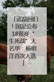 武磊回归！国足公布18强赛“生死战”大名单：杨明洋首次入选