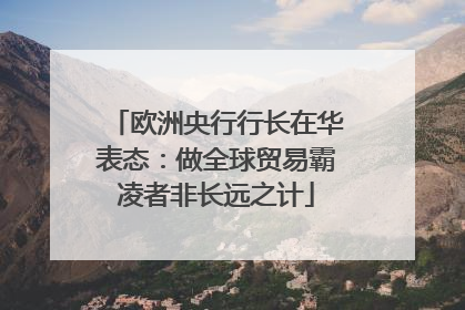 欧洲央行行长在华表态：做全球贸易霸凌者非长远之计