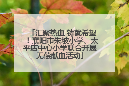 汇聚热血 铸就希望！襄阳市朱坡小学、太平店中心小学联合开展无偿献血活动