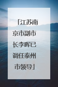 江苏南京市副市长李晖已调任泰州市领导