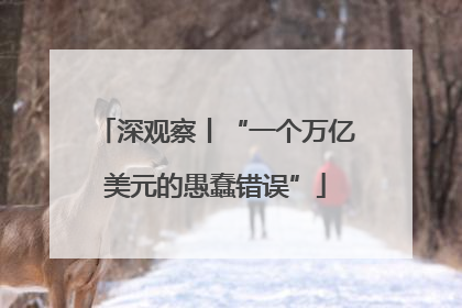 深观察丨“一个万亿美元的愚蠢错误”