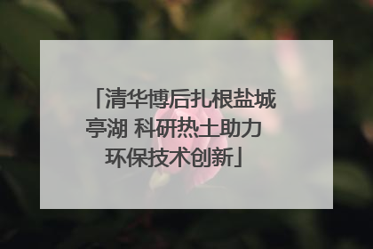清华博后扎根盐城亭湖 科研热土助力环保技术创新