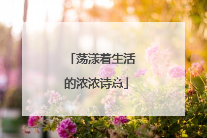 荡漾着生活的浓浓诗意