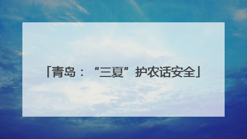 青岛：“三夏”护农话安全