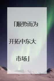 顺势而为开拓中东大市场
