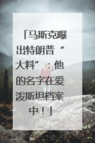 马斯克曝出特朗普“大料”：他的名字在爱泼斯坦档案中！
