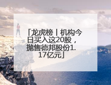 龙虎榜丨机构今日买入这20股，抛售德邦股份1.17亿元