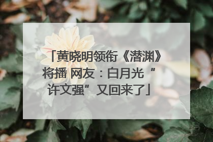 黄晓明领衔《潜渊》将播 网友：白月光“许文强”又回来了