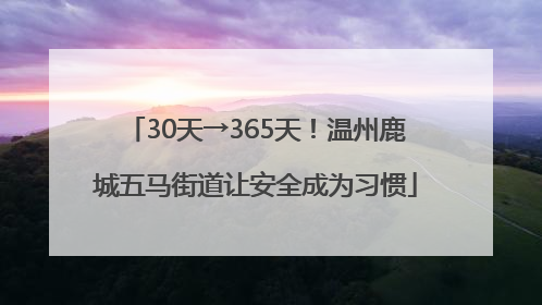 30天→365天！温州鹿城五马街道让安全成为习惯