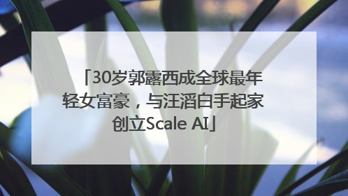 30岁郭露西成全球最年轻女富豪，与汪滔白手起家创立Scale AI