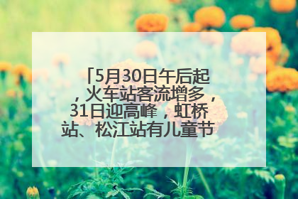 5月30日午后起，火车站客流增多，31日迎高峰，虹桥站、松江站有儿童节和端午亲子活动