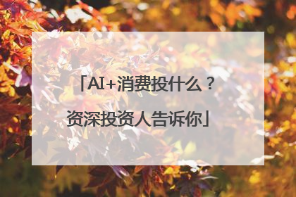 AI+消费投什么？资深投资人告诉你